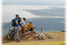 Mountain bikers at the top of Ben Bhraggie